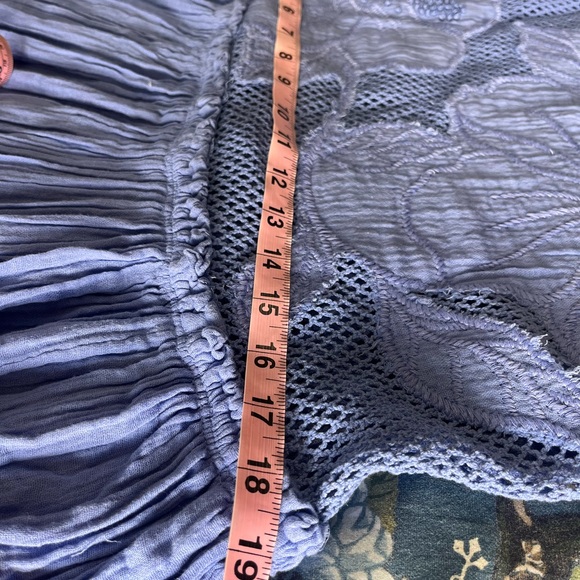 Free People Pearl Floral Maxi Dress Periwinkle Blue Sz Small Boho Open Knit $198 - Picture 11 of 13